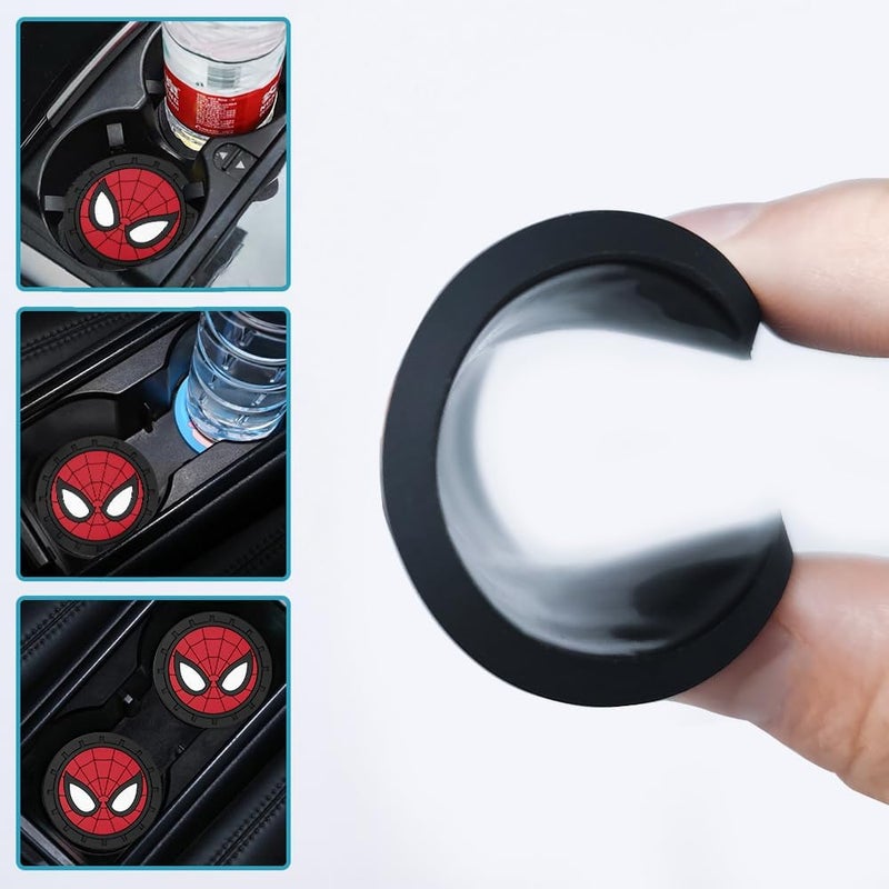 WiiFiive Spider Man Car Cup Holder Coasters for Marvel Fans, The Spider Man Car Coasters for Car Cup Holder Insert,Silicone Non-Slip Car Cup Mat,2.75'' - Image 3